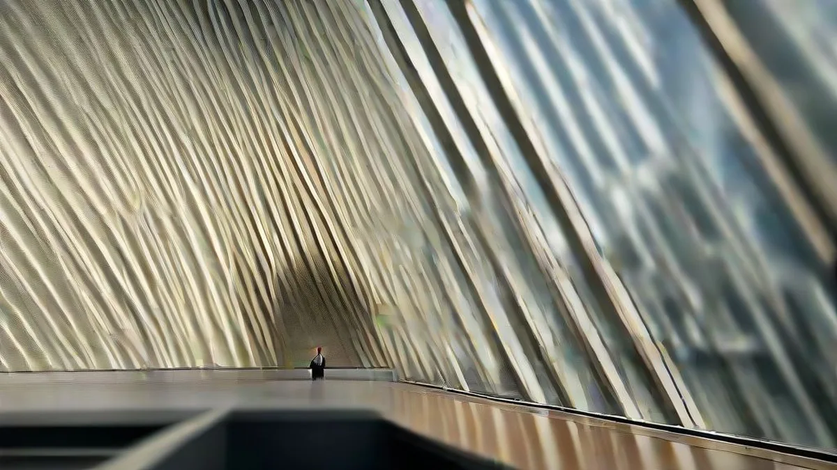 A corporate executive standing near a boardroom window overlooking a modern financial city skyline.
