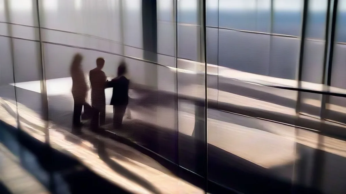 Corporate executives in a contemporary office discussion regarding enterprise artificial intelligence integration