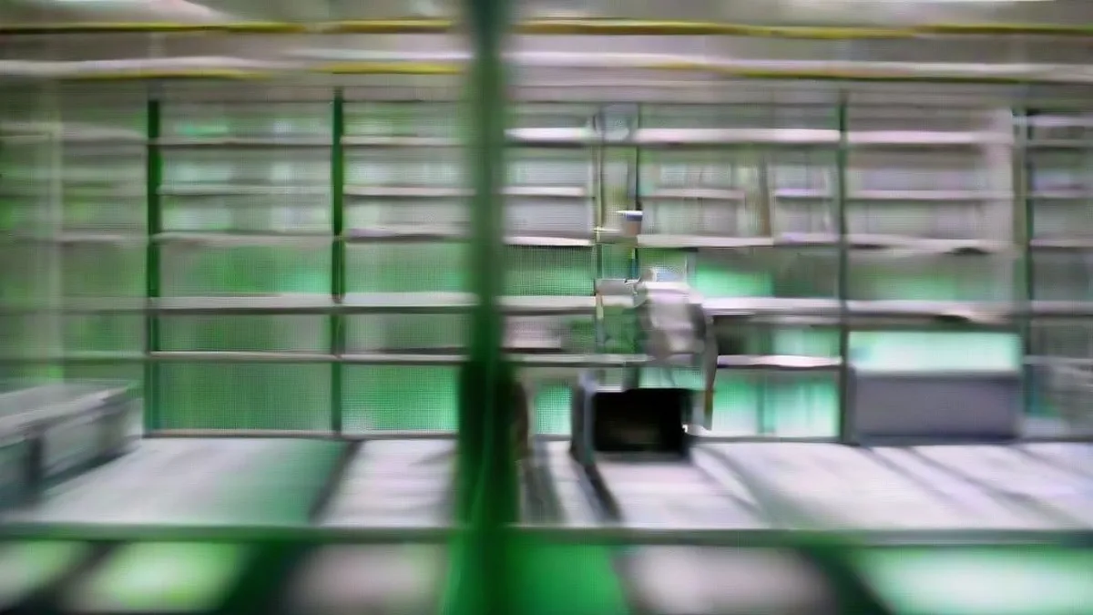 Engineers in a data center observation area overlooking rows of supercomputing servers in a soft blue-lit environment.
