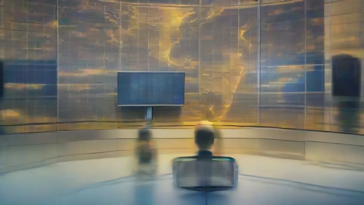 Cybersecurity specialist monitoring network status across multiple monitors in a modern server control room
