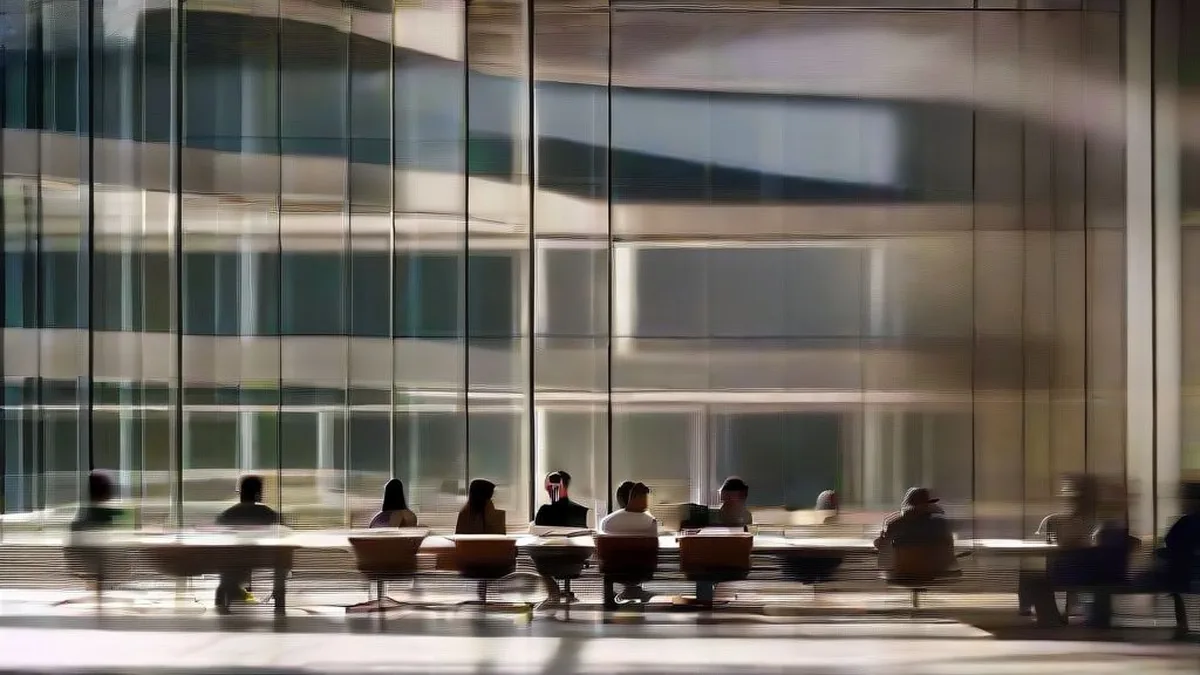 Business professionals and tech executives discussing strategy around a modern conference room table