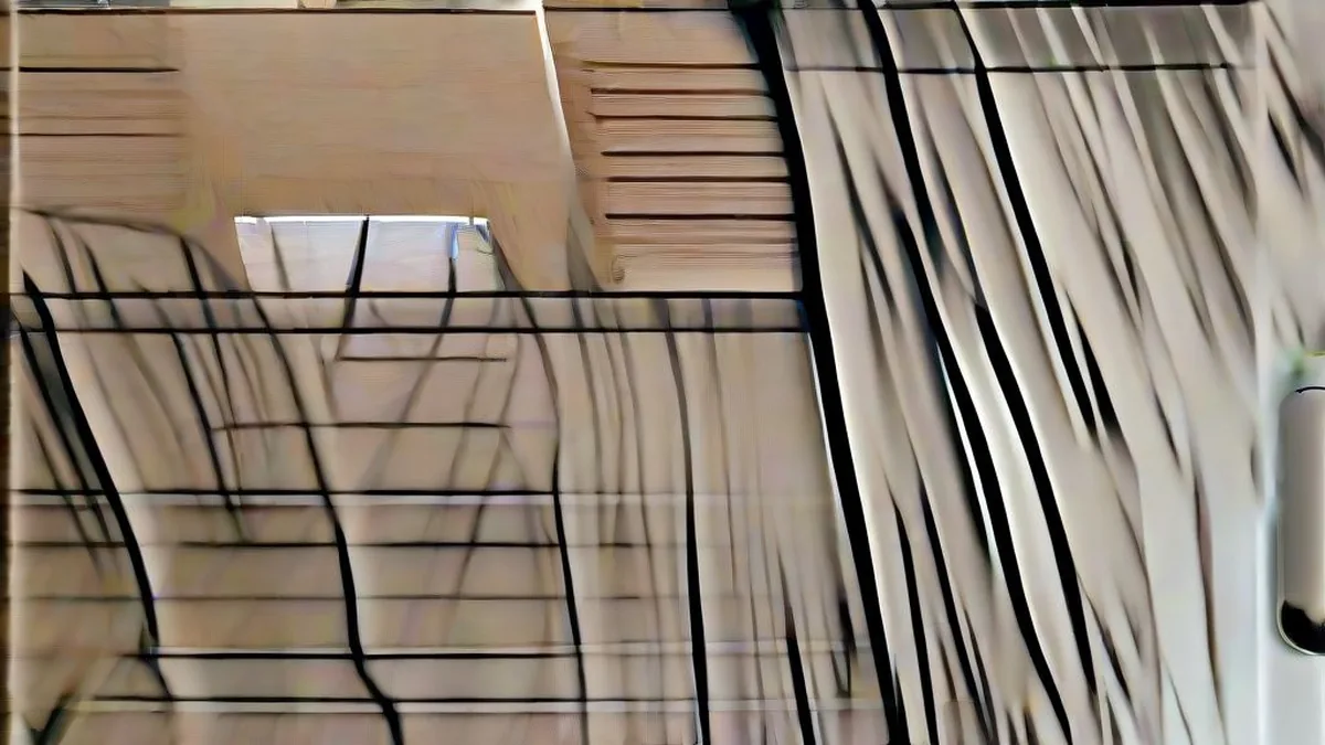 A technician scanning a boxed device on a wooden retail counter