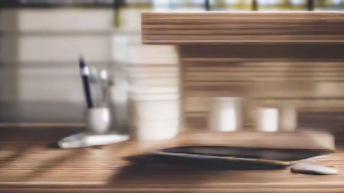 A sleek modern compact tablet and stylus lying on a wooden studio desk