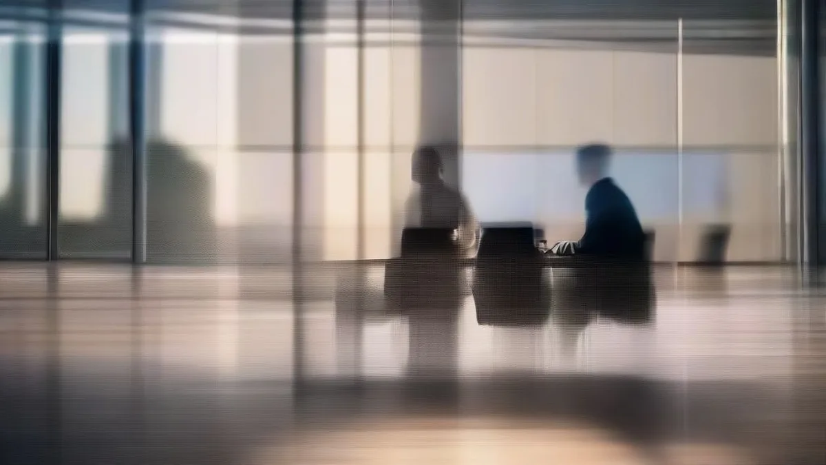 Corporate investment team conferring around a boardroom table in a modern high-rise office overlooking the city.