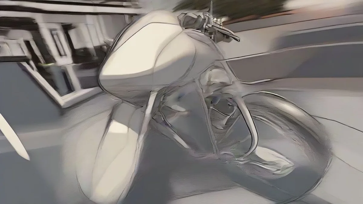 A modern naked sports motorcycle parked on city asphalt during golden hour