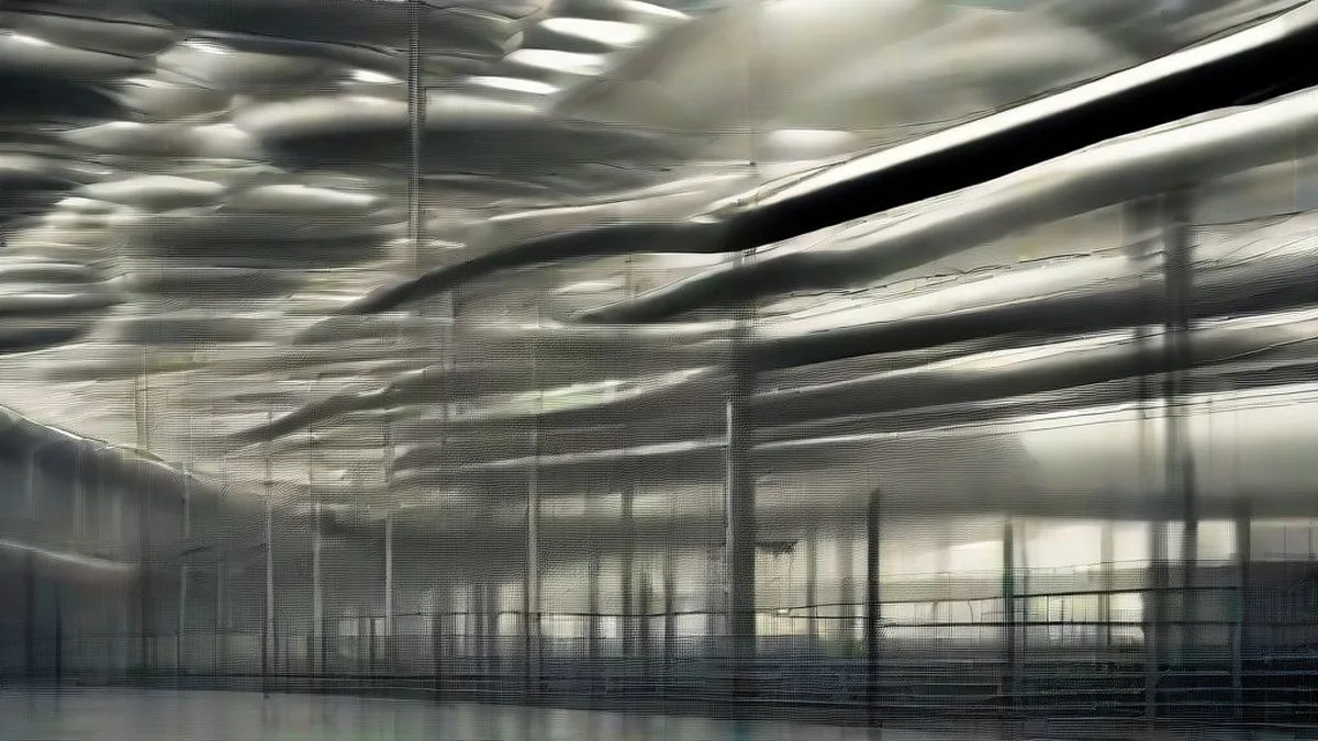A vast chemical processing plant with large towers and steel pipes under an overcast sky.