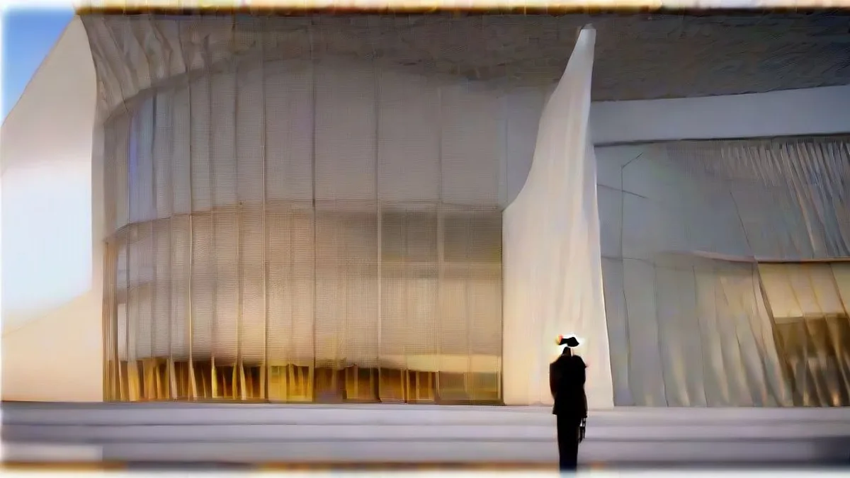 Exterior architectural view of the presidential palace in Brasília during evening hours with security personnel on duty.