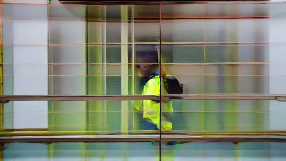 Telecommunications field technician working with fiber-optic cables in a roadside installation enclosure