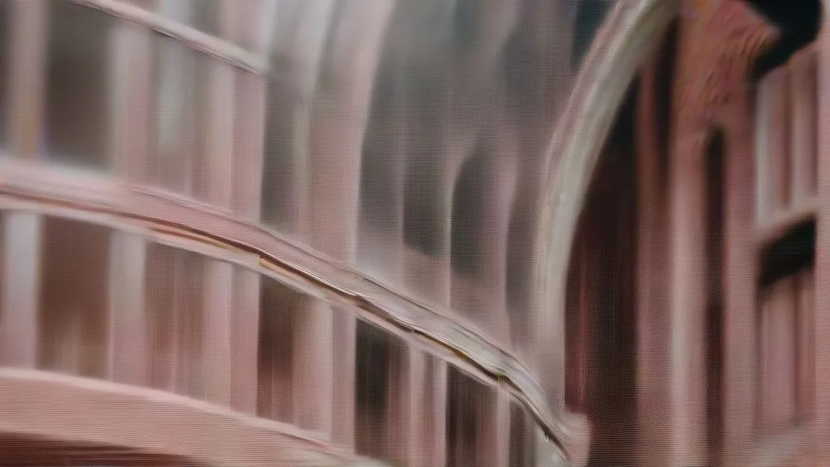 Corridors and exterior architecture of the Calcutta High Court with advocates in black robes