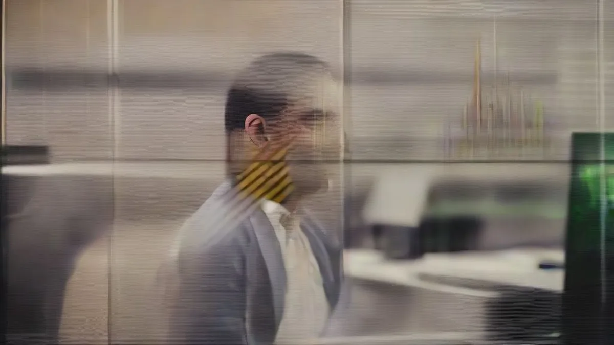 A financial professional seated at a trading desk evaluating domestic stock market developments