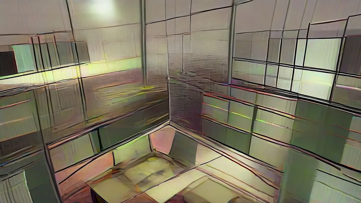 A financial analyst at a multi-monitor trading desk reviewing market data in a modern office.
