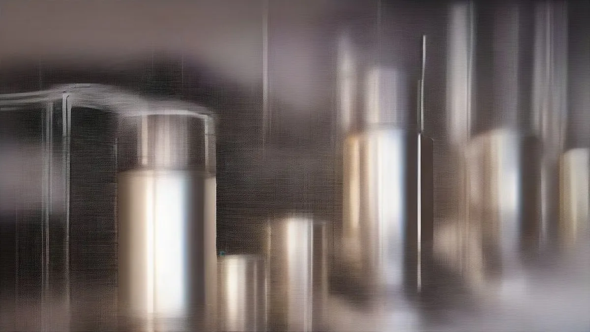 Large crude oil storage tanks and industrial piping at an energy facility during twilight.