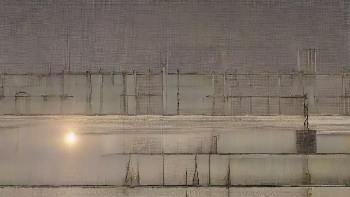 Large coastal crude oil refinery and storage tanks during twilight