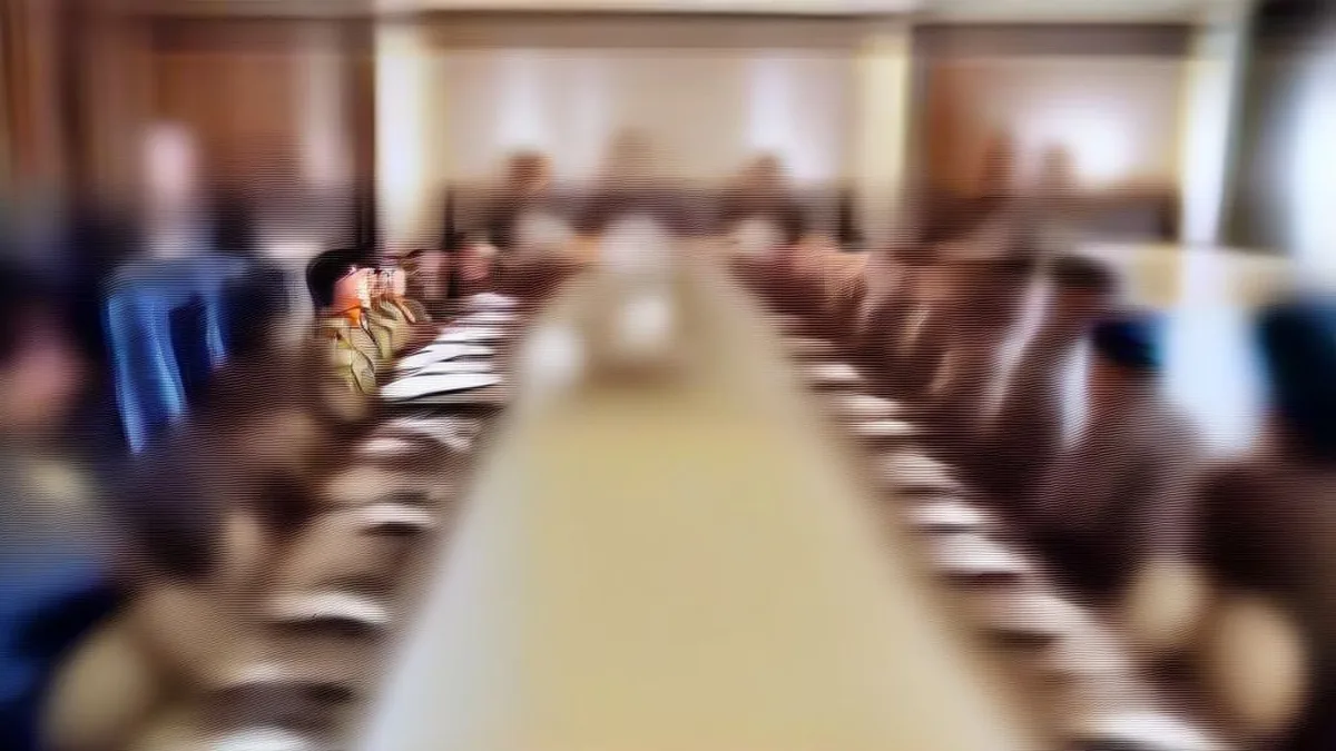 Defense Ministry officials and military chiefs during a council meeting