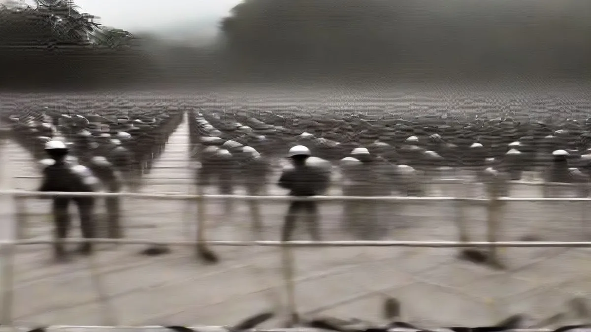 Security arrangements and metal barricades at Ramlila Maidan in New Delhi