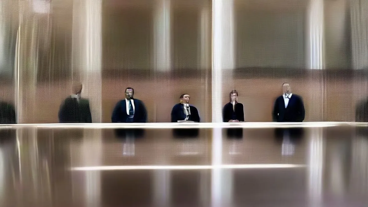 Diplomats seated at a large conference table during international negotiations