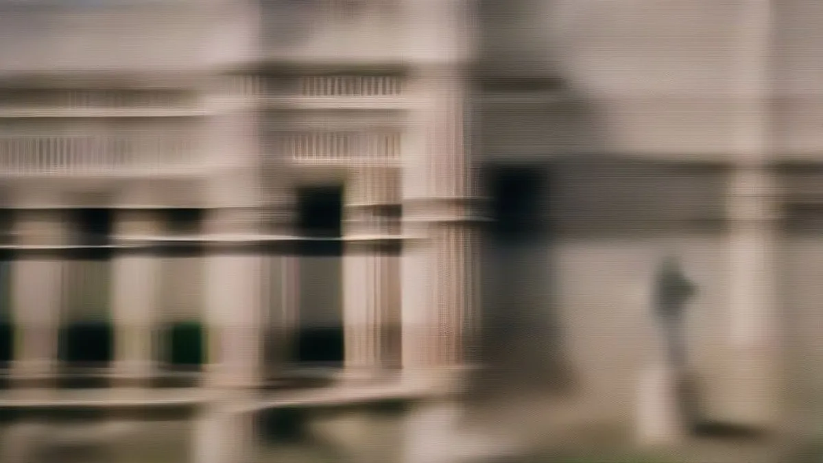 Exterior view of the Supreme Court of India with advocates walking in the corridors