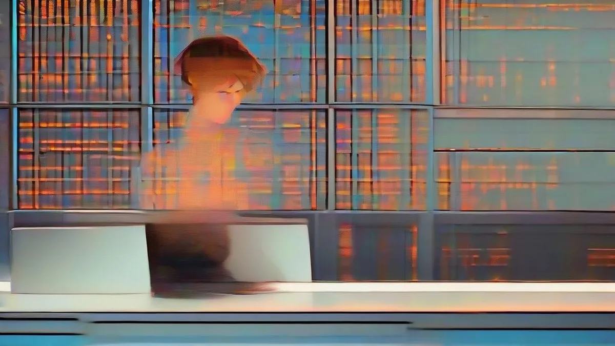 Cybersecurity professional working in front of monitors in a secure server room