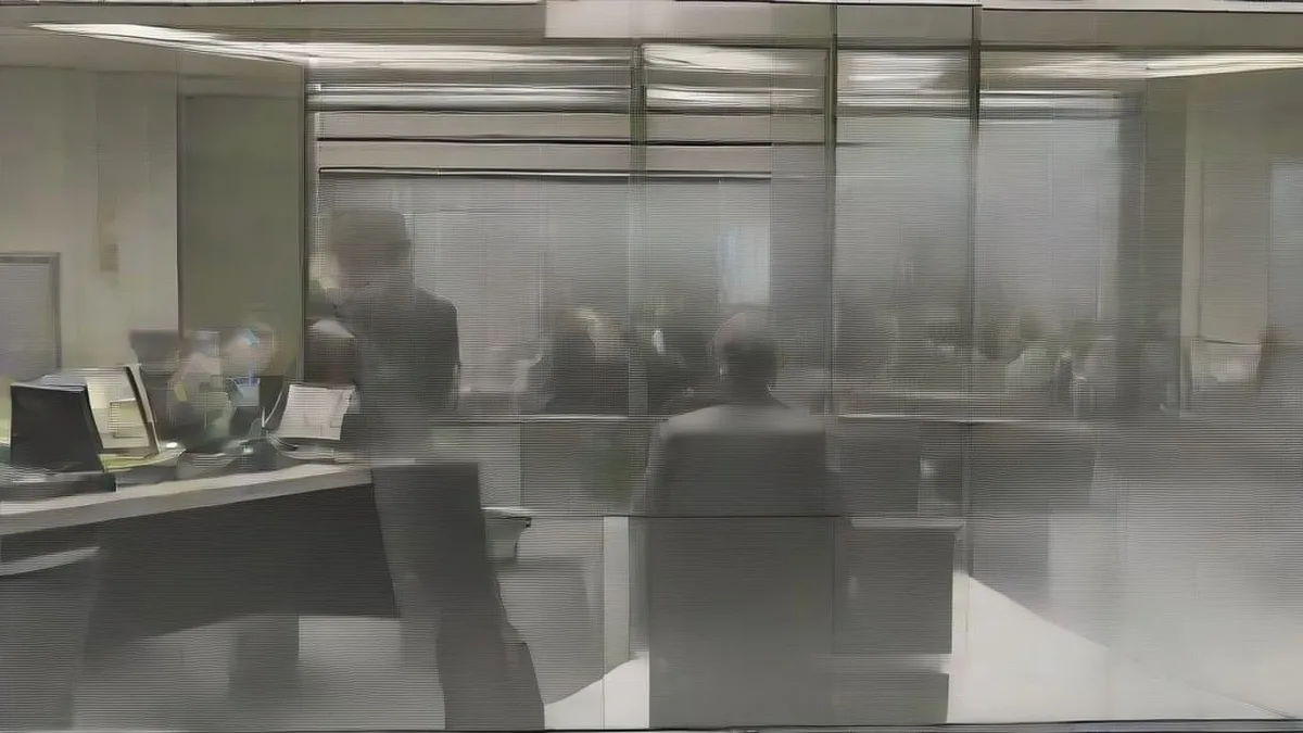 A financial trader at a multi-monitor trading desk reviewing market data during a high-stakes trading session.