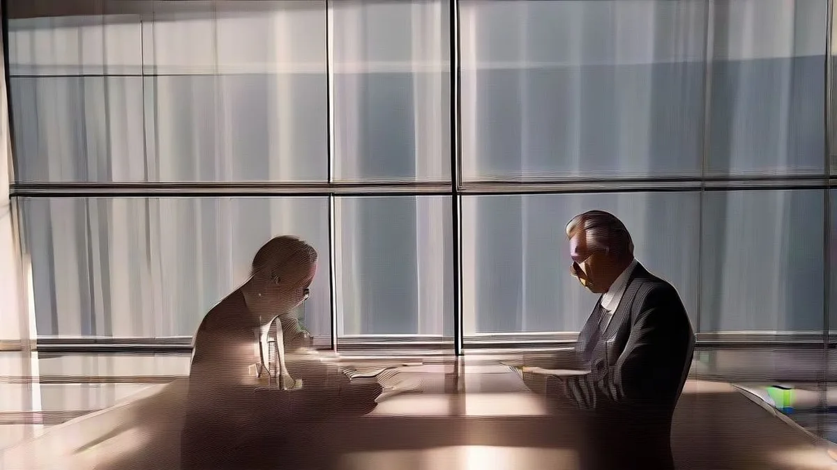 Corporate executives and legal counsel meeting in a modern glass conference room in Florida