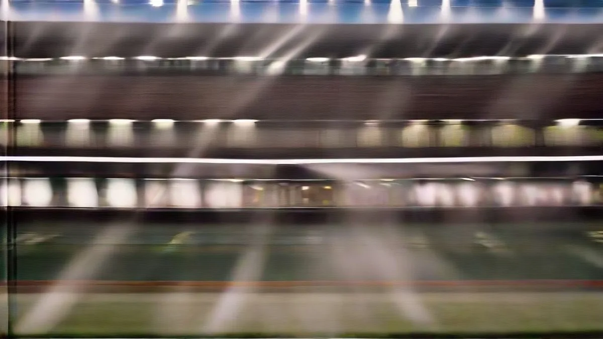 Sideline view of coaching staff and athletic personnel during a high-stakes professional stadium match under floodlights.