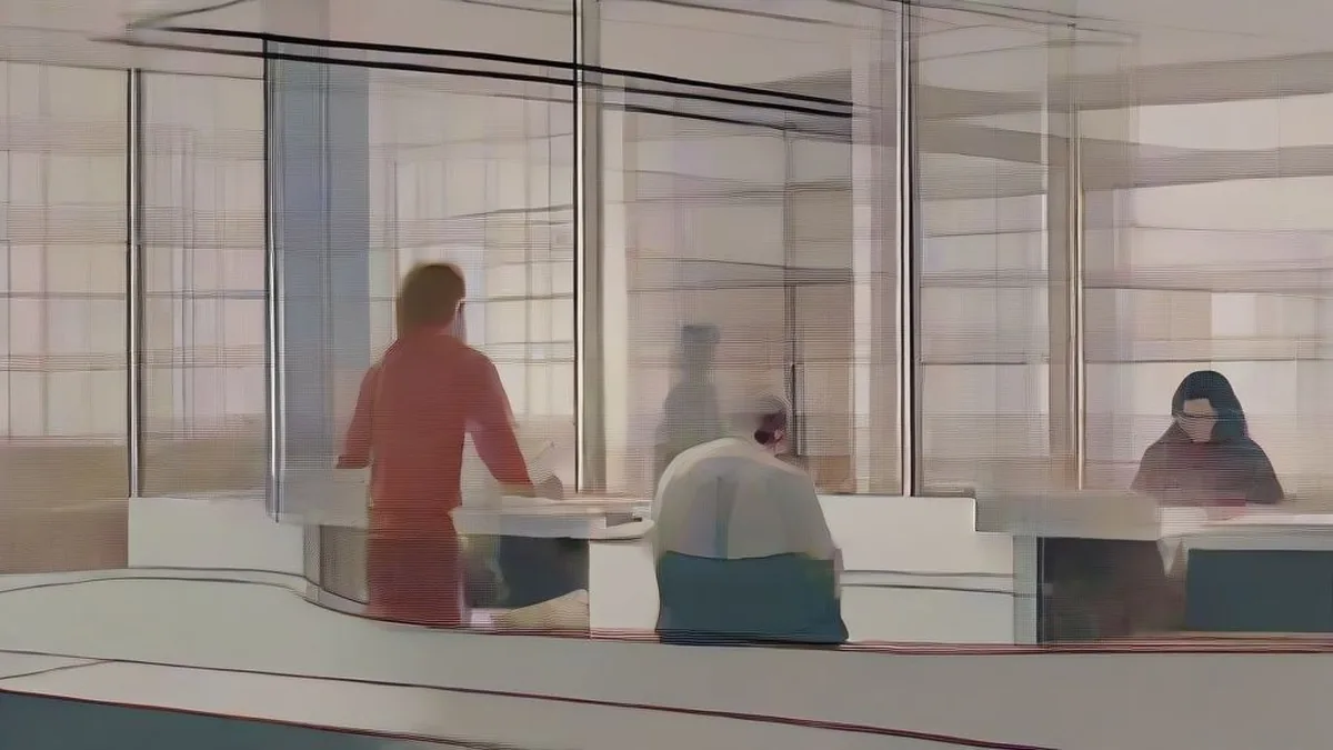 Software engineers and product managers collaborating around monitors in an evening technology office workspace