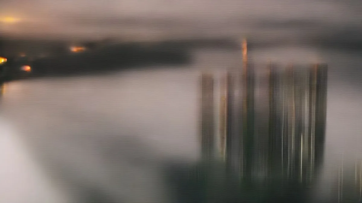 Large coastal petroleum refinery with industrial distillation towers and storage tanks illuminated at twilight
