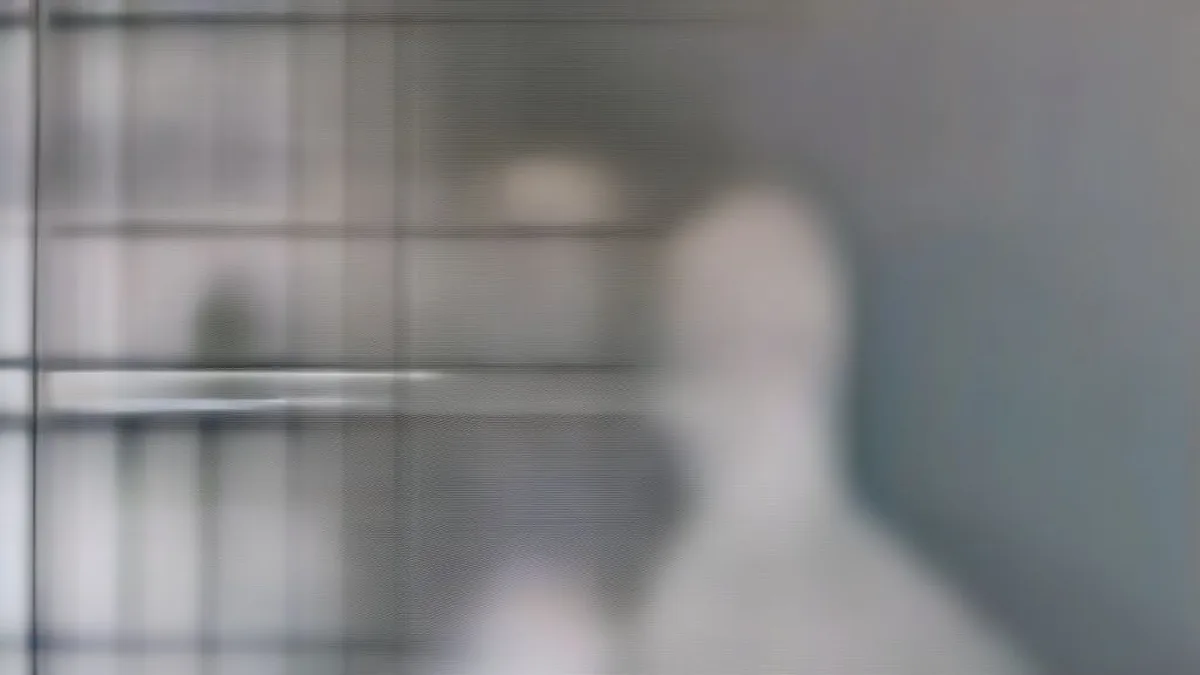 A scientist in a sterile laboratory inspecting a microplate for molecular genetics research.