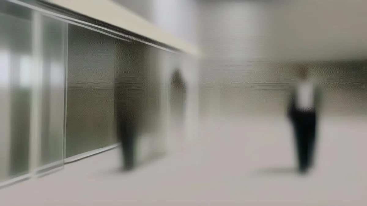 Medical staff in scrubs walking through a bright modern hospital corridor