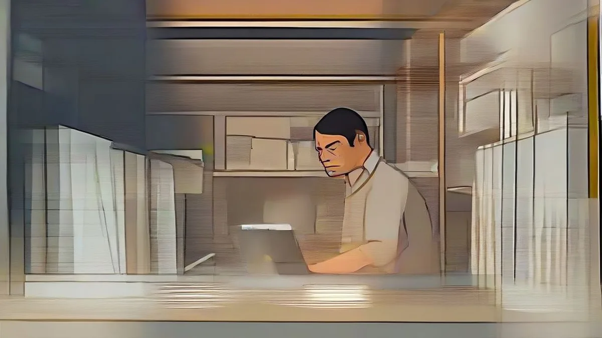 A business owner reviewing financial contracts and balance sheets in a commercial setting