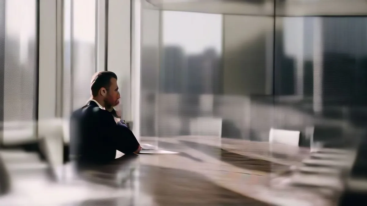 Corporate governance trustee in a modern conference room during an executive meeting.