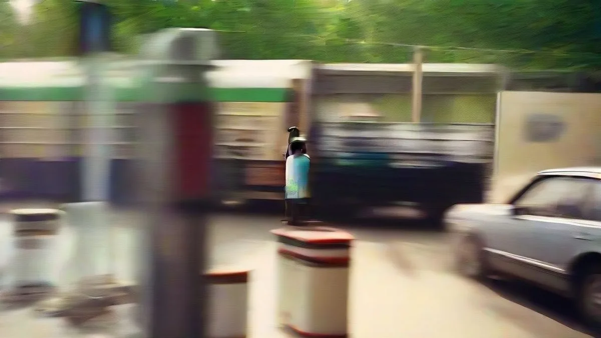 A petrol station attendant refueling a car in an Indian city