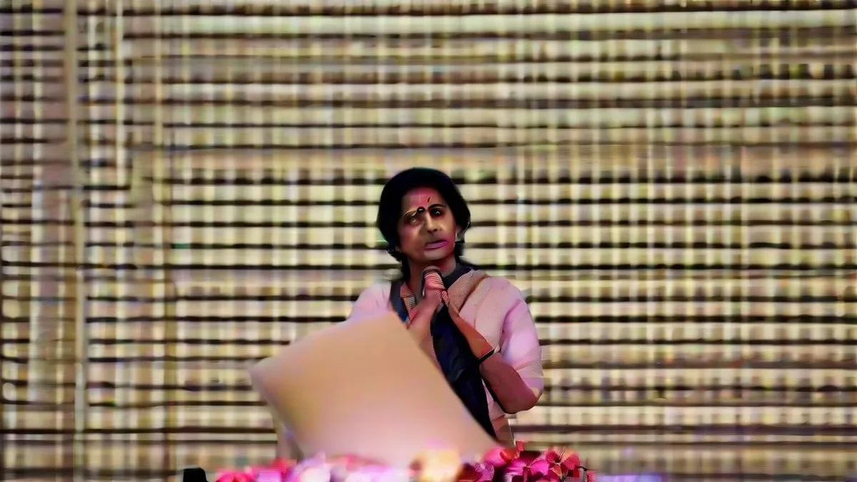 Finance Minister Nirmala Sitharaman addressing delegates during an economic conference