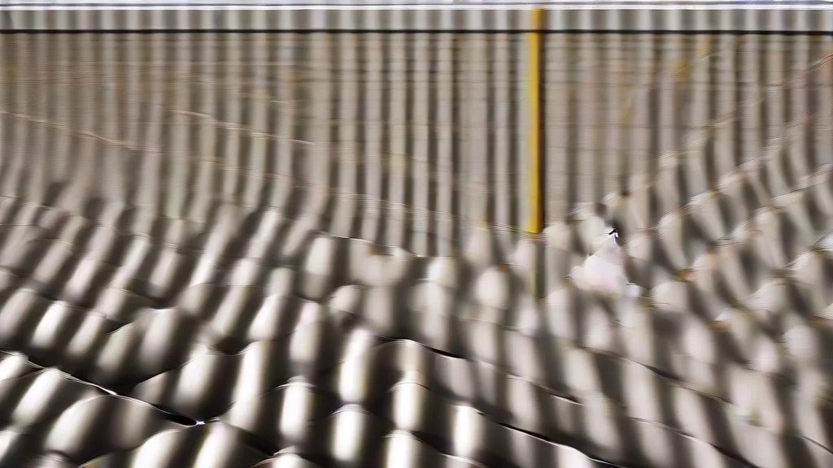 A technician wearing a cleanroom suit inspects a silicon wafer inside a semiconductor fabrication plant.