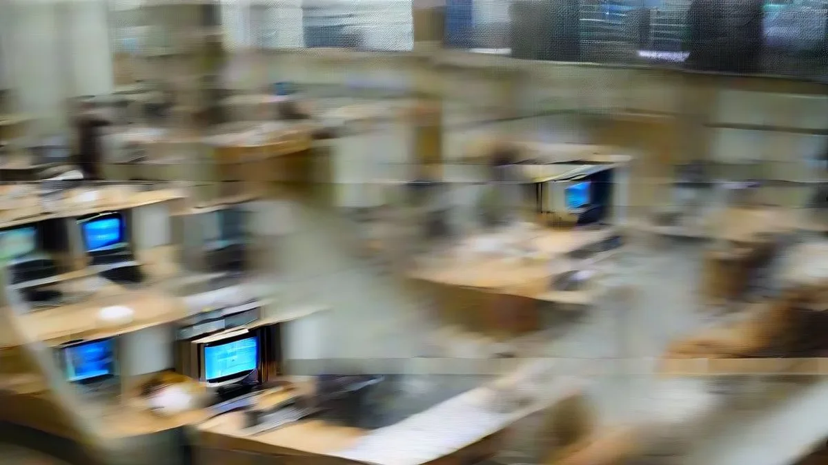 Financial traders in a Tokyo office building overlooking the metropolitan skyline during daytime hours.