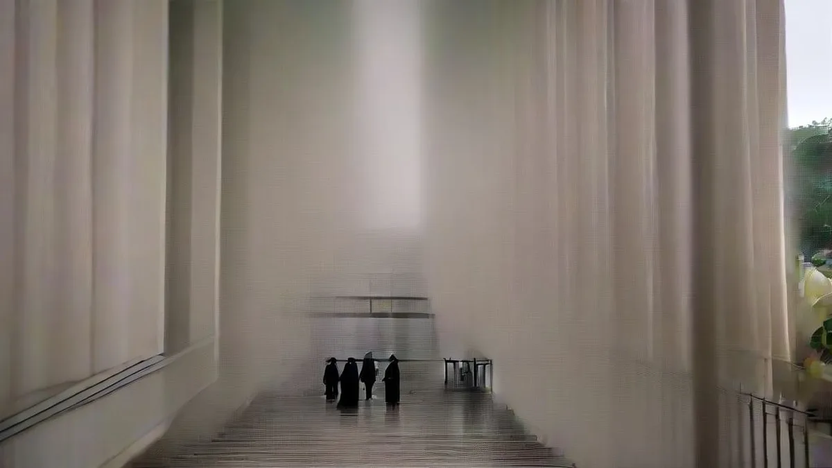Corridors of an Indian district court complex with lawyers carrying case briefs