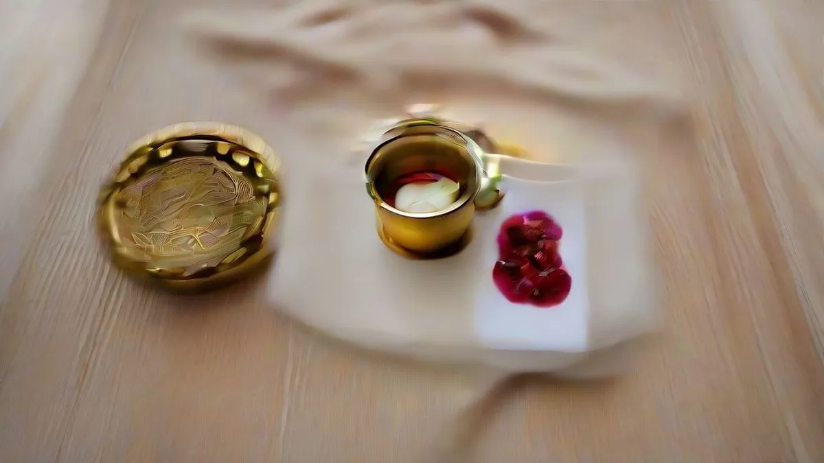 A traditional brass thali with fresh fruits, curd, and soaked almonds laid out on a table for a pre-dawn meal