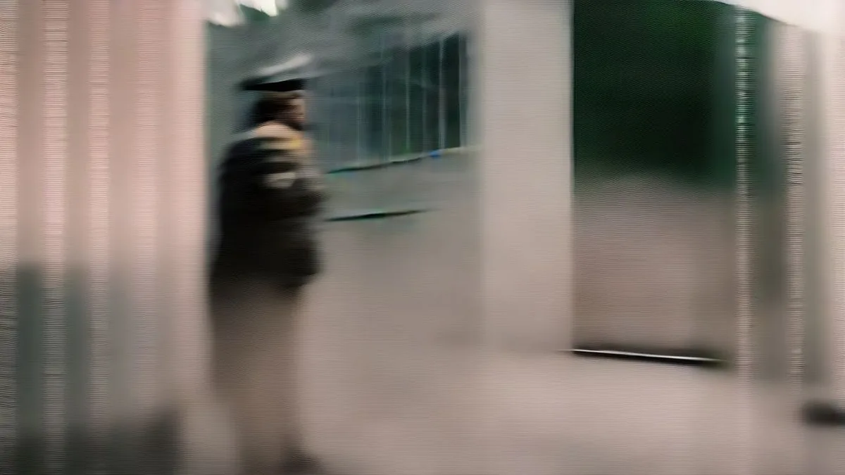 Police officers on duty outside a police station in Jammu and Kashmir