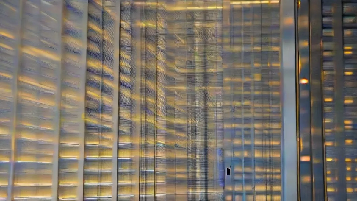 A technician walking through a modern high-density data center server aisle with cool blue lighting.