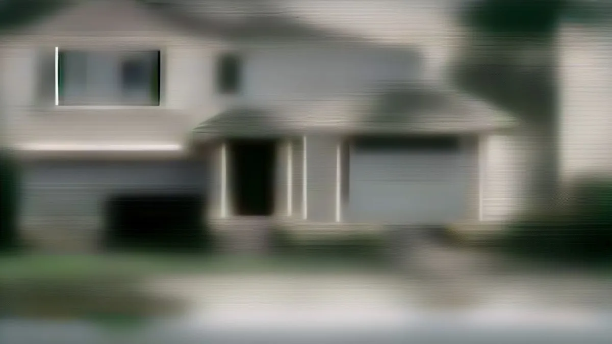 A quiet suburban street with homes and prospective buyers viewing properties during morning daylight