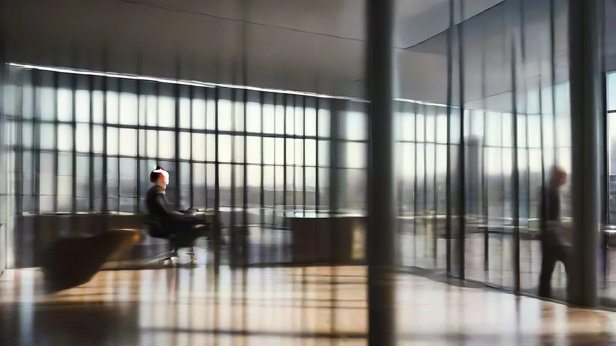 A mature professional collaborating with a younger colleague in a brightly lit modern office setting