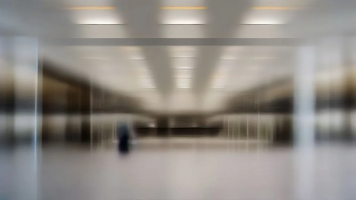 Modern European government administrative office interior with workers at desks