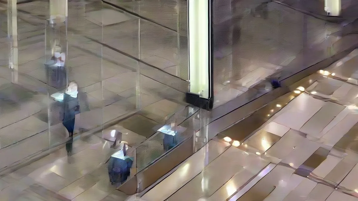 Financial professionals on the floor of a bustling modern financial exchange