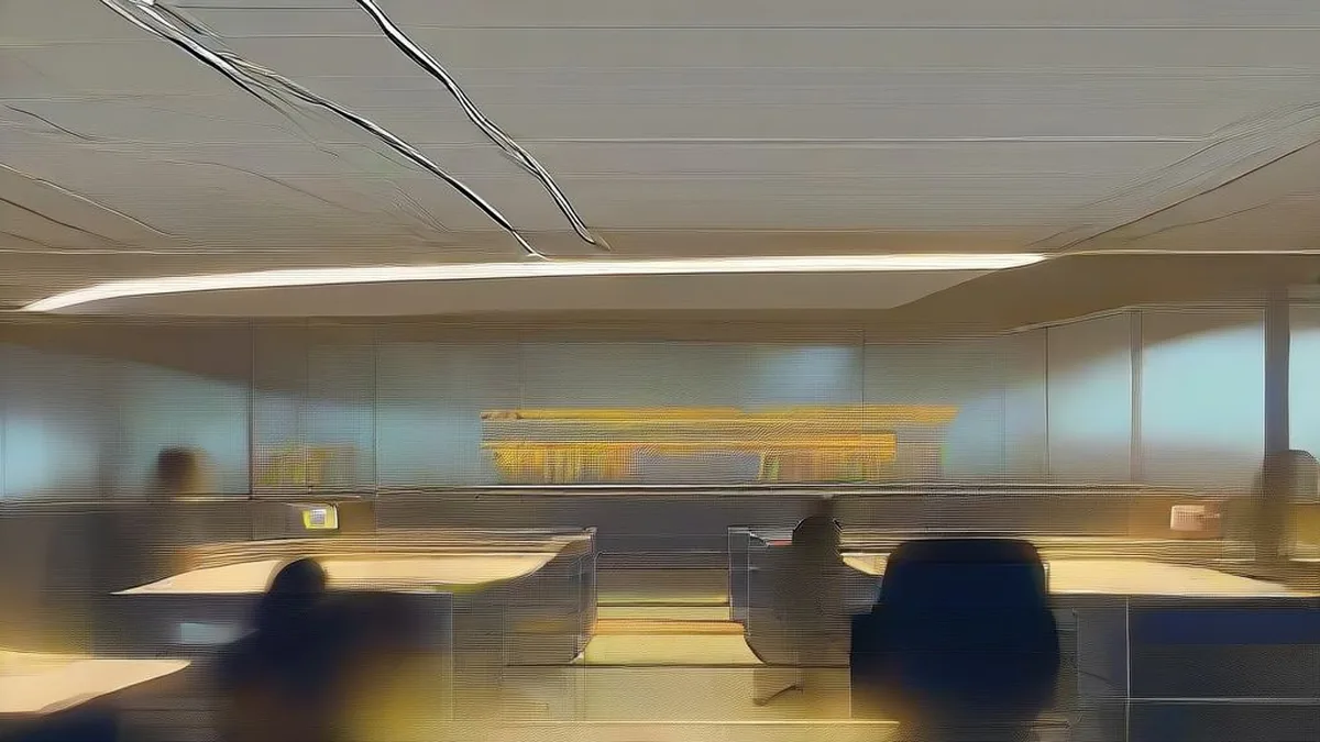 Cybersecurity operations center with analysts monitoring network security alerts