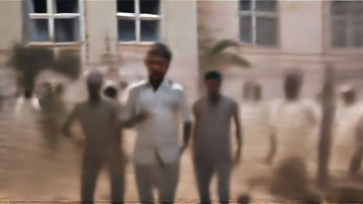 Political workers and observers gathered outside an administrative counting center in Bihar