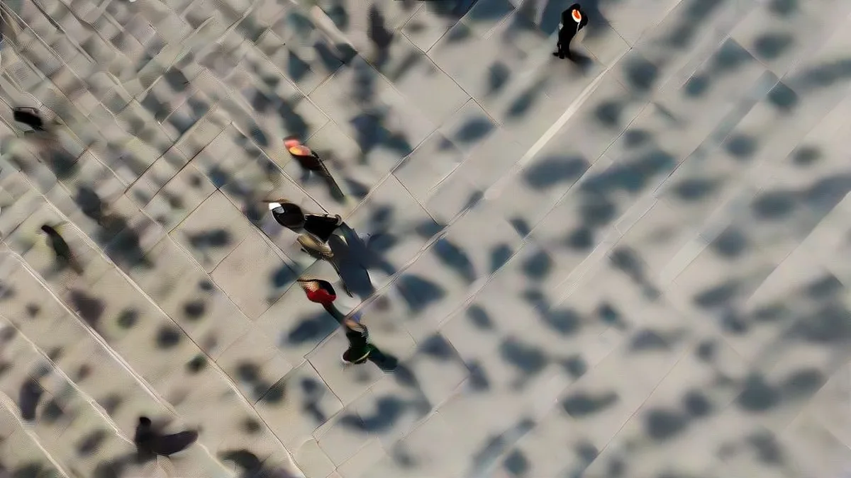 Urban professionals walking through a bustling downtown business district during morning commute