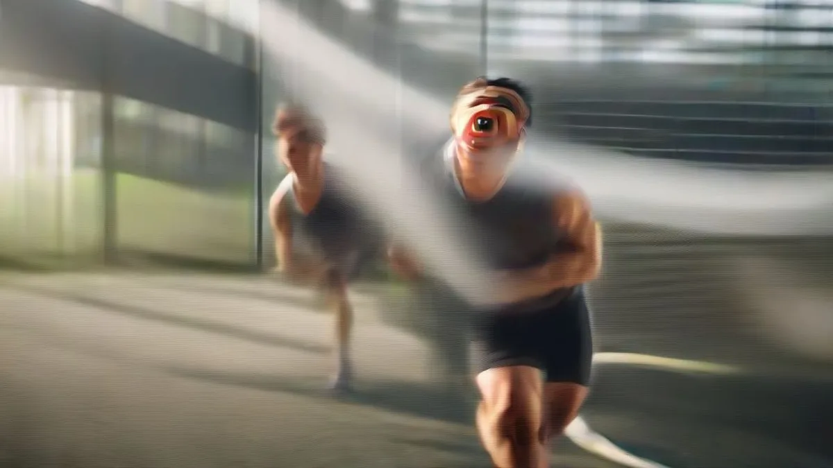 An elite athlete engaged in intense physical conditioning on an indoor sports track