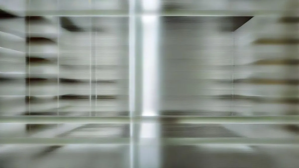 A technician in cleanroom attire inspecting data storage components inside a high-tech manufacturing plant.
