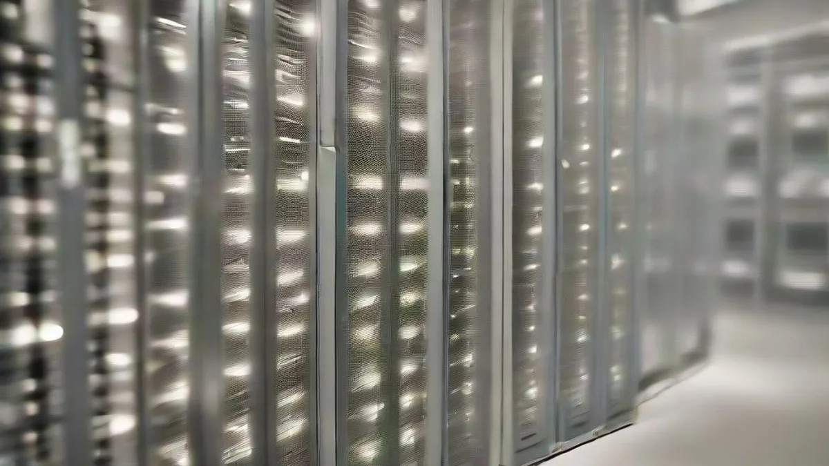 Data center technicians inspecting high-performance server cabinets in an enterprise computing environment