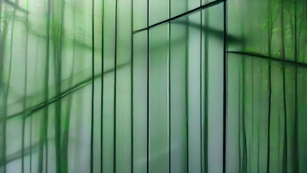 A dense green rainforest canopy surrounded by light mist and water drops along a wooden pedestrian boardwalk